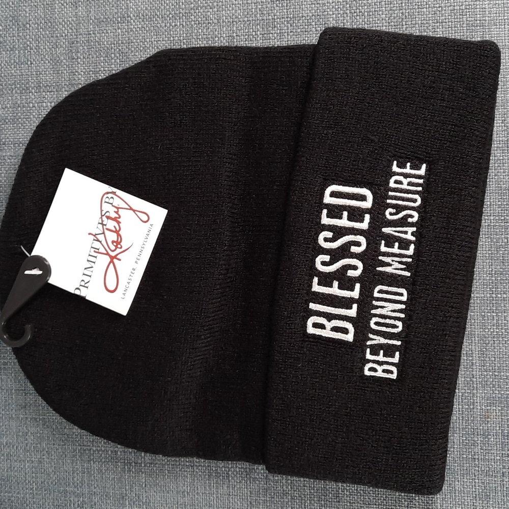 Knit Beanie Fun Funny Blessed Beyond Measure Embroidered Casual Streetwear Hat